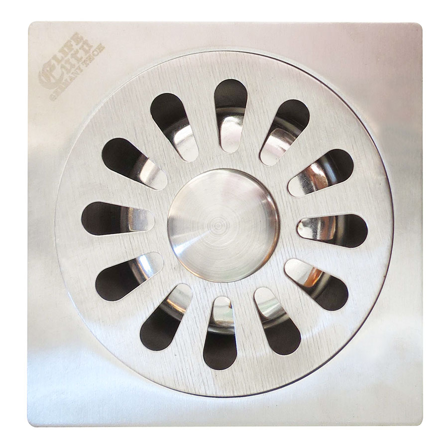 Hố ga thoát sàn inox 10x10cm Eurolife EL-X11 (Trắng bạc)