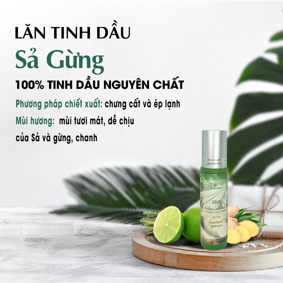 Dầu Lăn Aroma Sả Gừng  giải cảm Cold 10ml