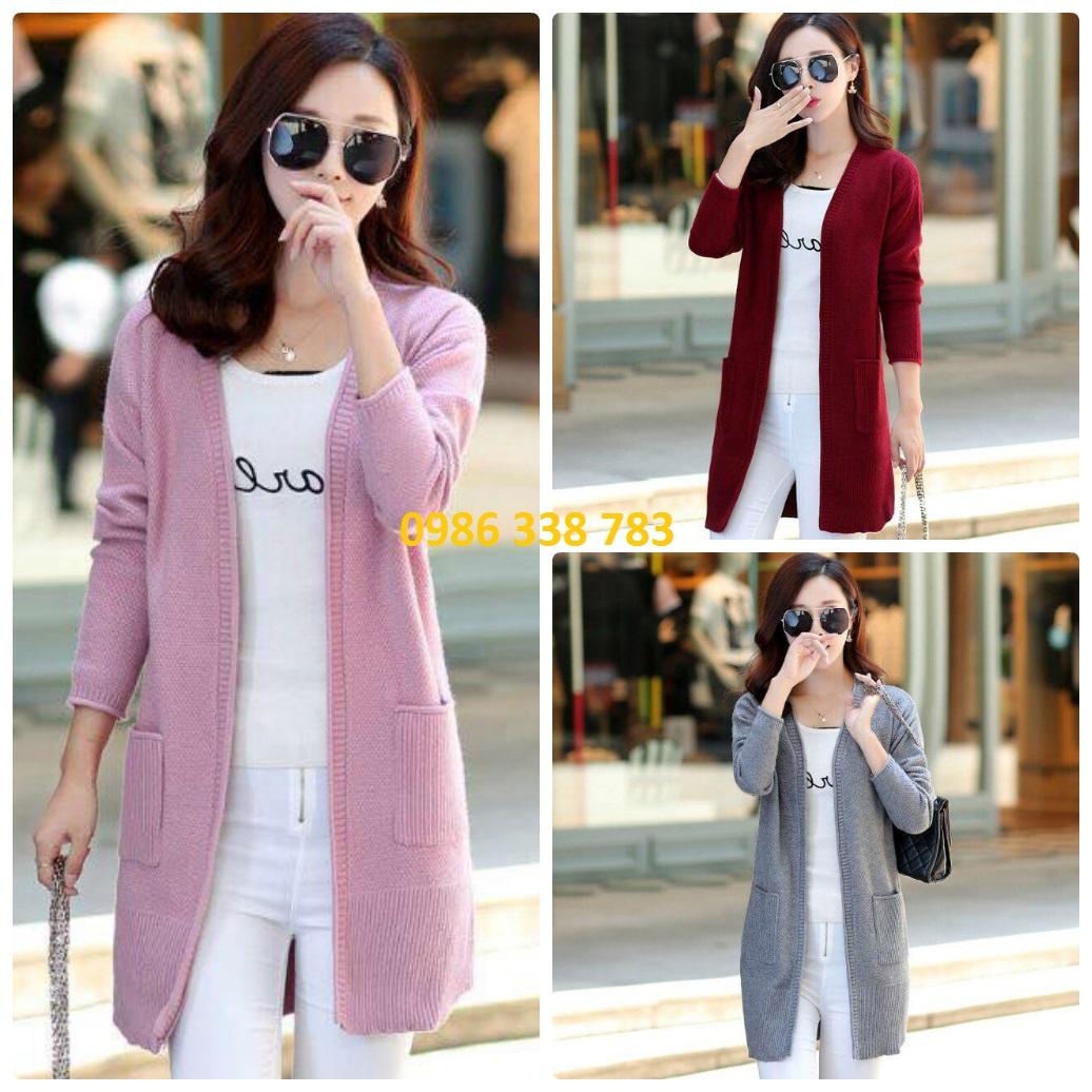 Áo khoác len cardigan lông cừu dáng dài