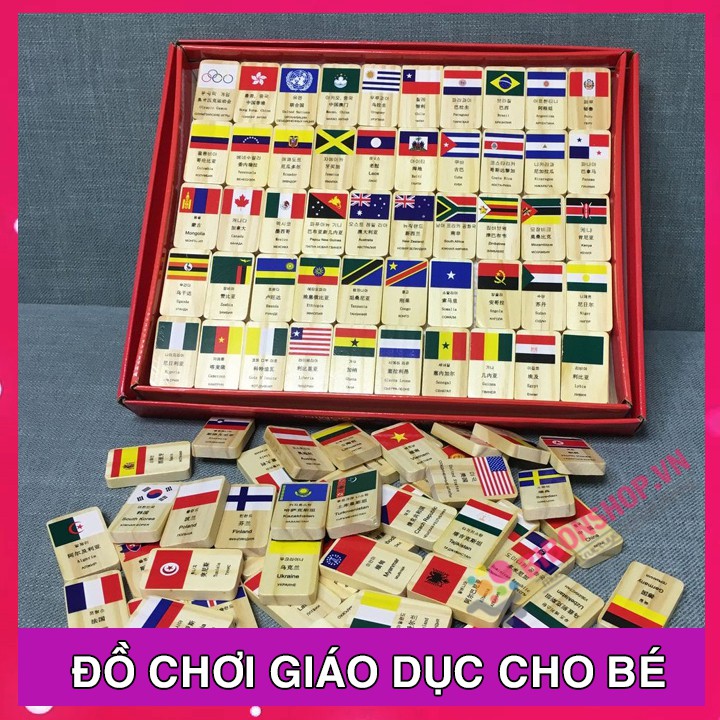 Bộ Đồ Chơi Cờ Các Nước Bằng Gỗ Cho Bé