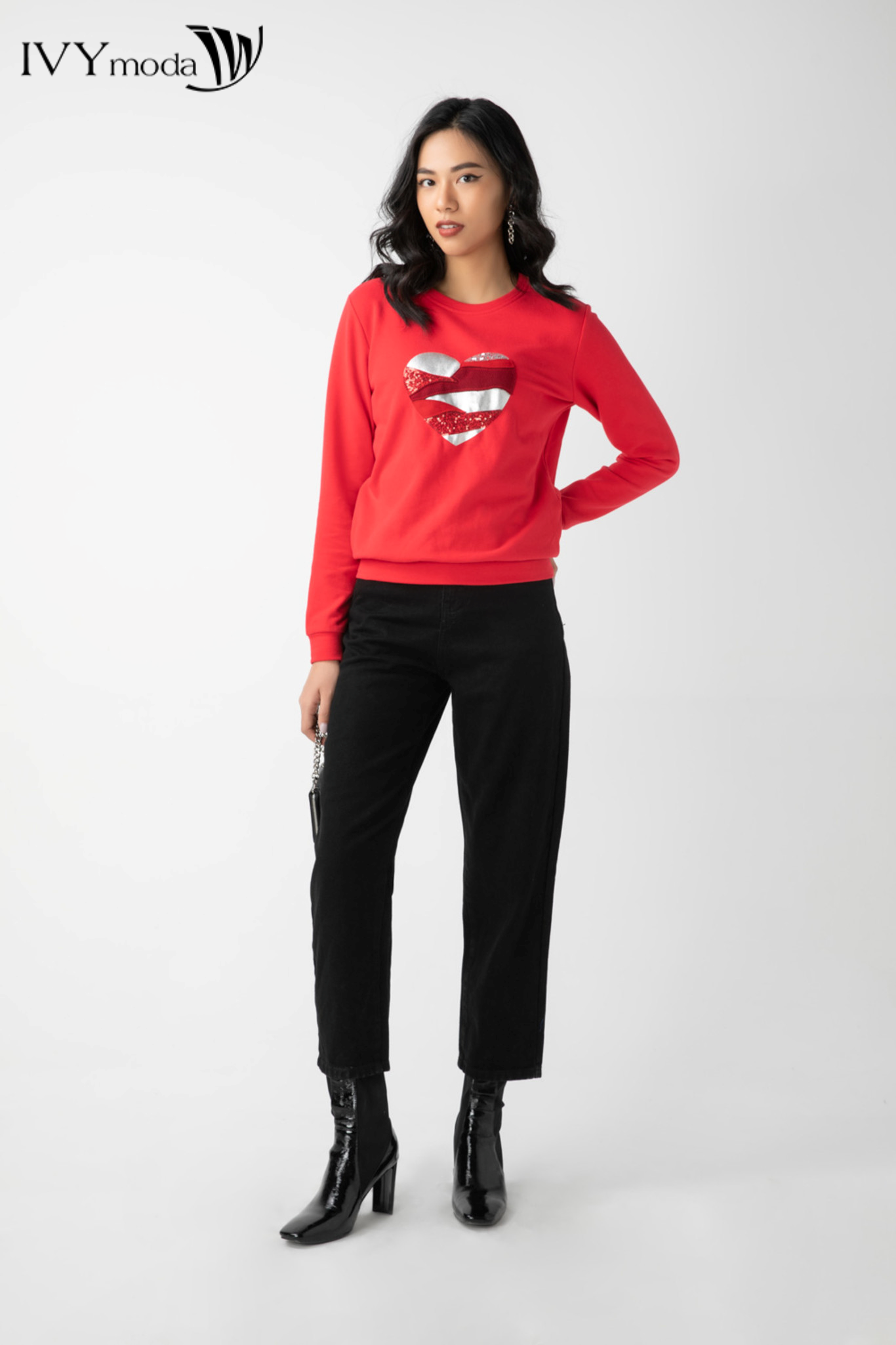 Áo sweater trái tim IVY moda MS 58B8815