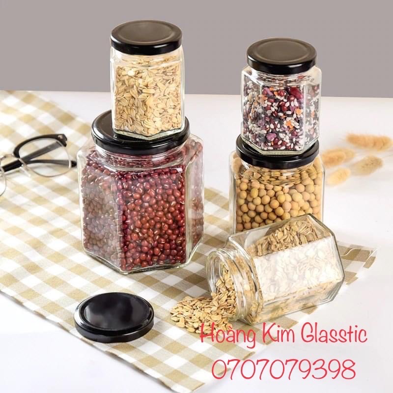 [HCM]LỌ THUỶ TINH LỤC GIÁC 180ml nắp thiết