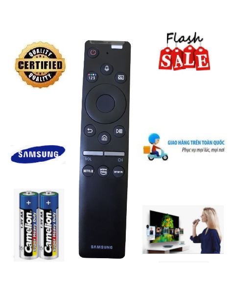 Điều khiển tivi Samsung giọng nói (Có tìm kiếm TIẾNG VIỆT) 2019- Hàng mới nguyên tem Tặng kèm Pin