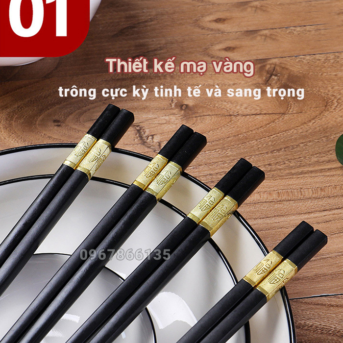Bộ 10 đôi đũa mạ vàng Hàn Quốc cao cấp