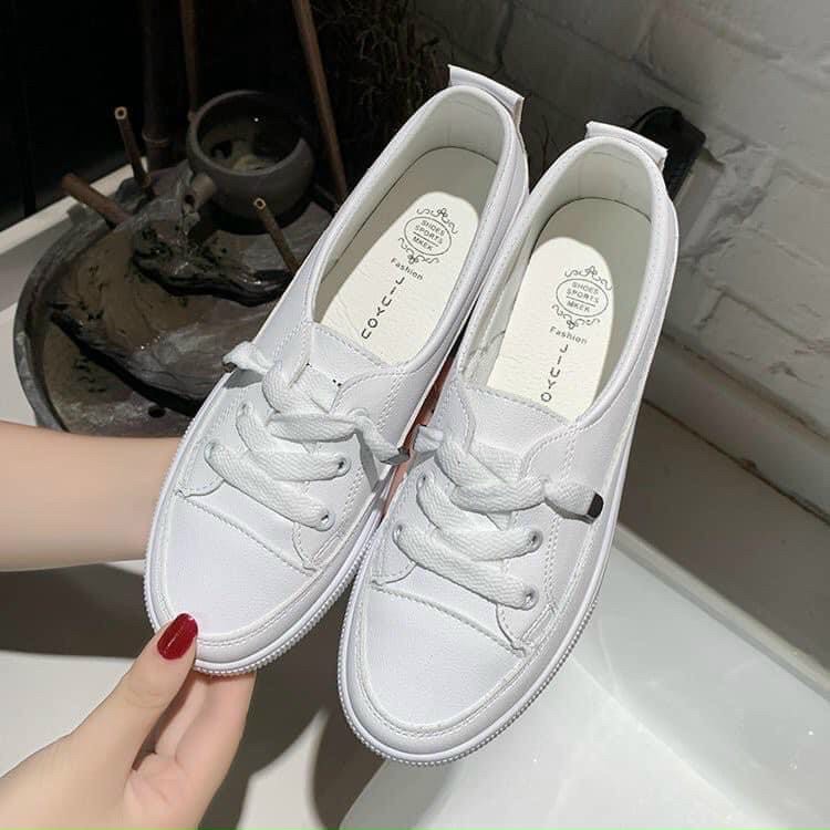 giày sneaker nữ basic aaa dây dút tinh tế vải thoáng