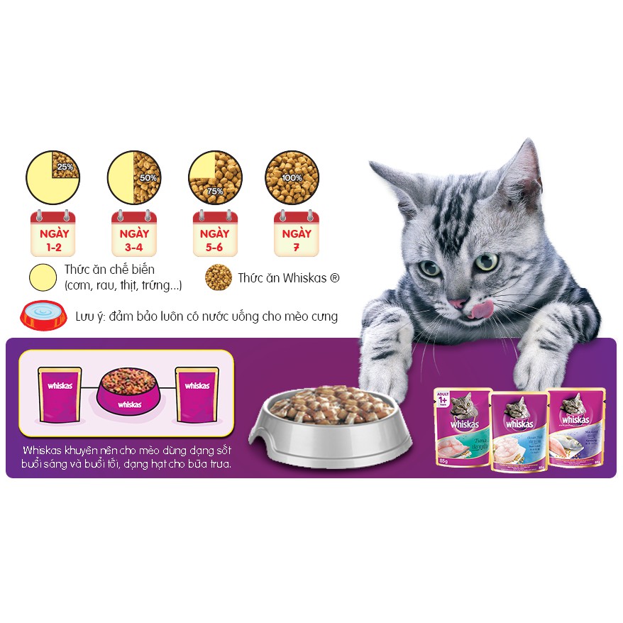 Thức ăn mèo whiskas vị cá biển túi 3kg