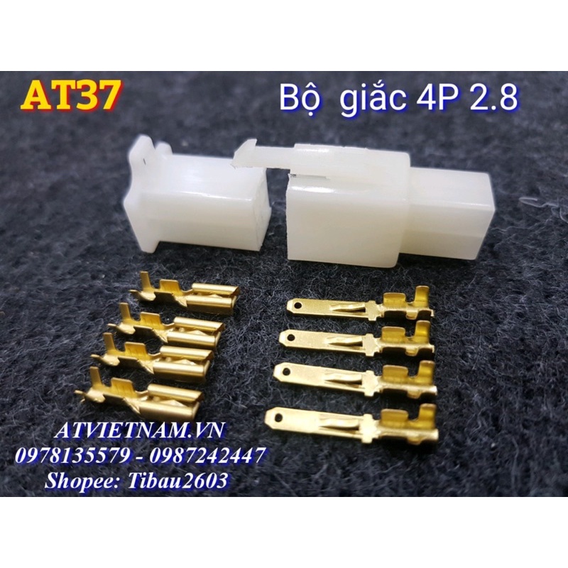 Bộ Giắc Nhựa 4 Lỗ 4P 2.8 - AT37 ( 1 bịch/10 bộ)
