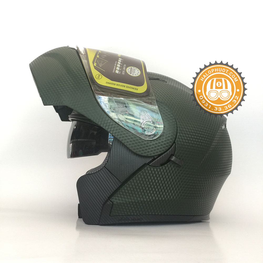 Nón bảo hiểm Fullface Lật hàm 2 kính Royal M179 Xanh Rêu