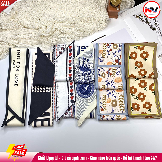 Khăn Lụa Đa Chức Năng Hàn Quốc Băng Đô Khăn Quàng Cổ Túi Trang Trí ( 100x8 cm)