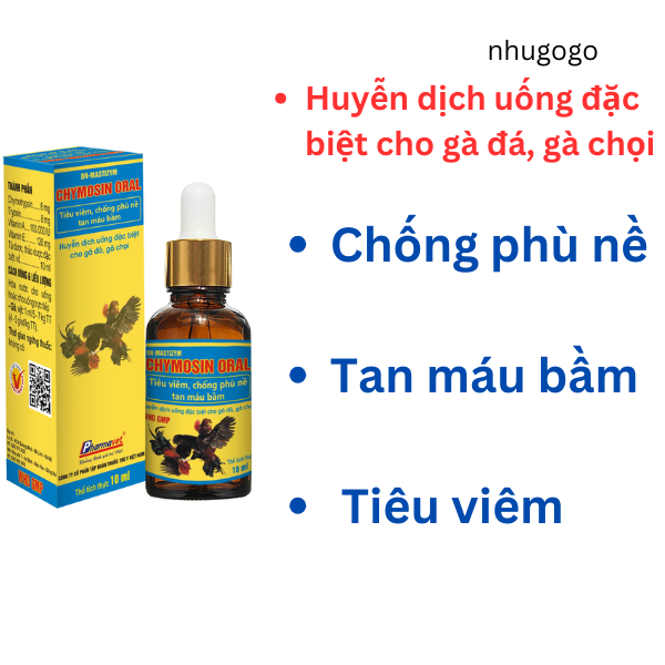 combo 2 chai* Chymosin oral 10ml tan máu bầm, chống phù nề, tiêu viêm cho gà