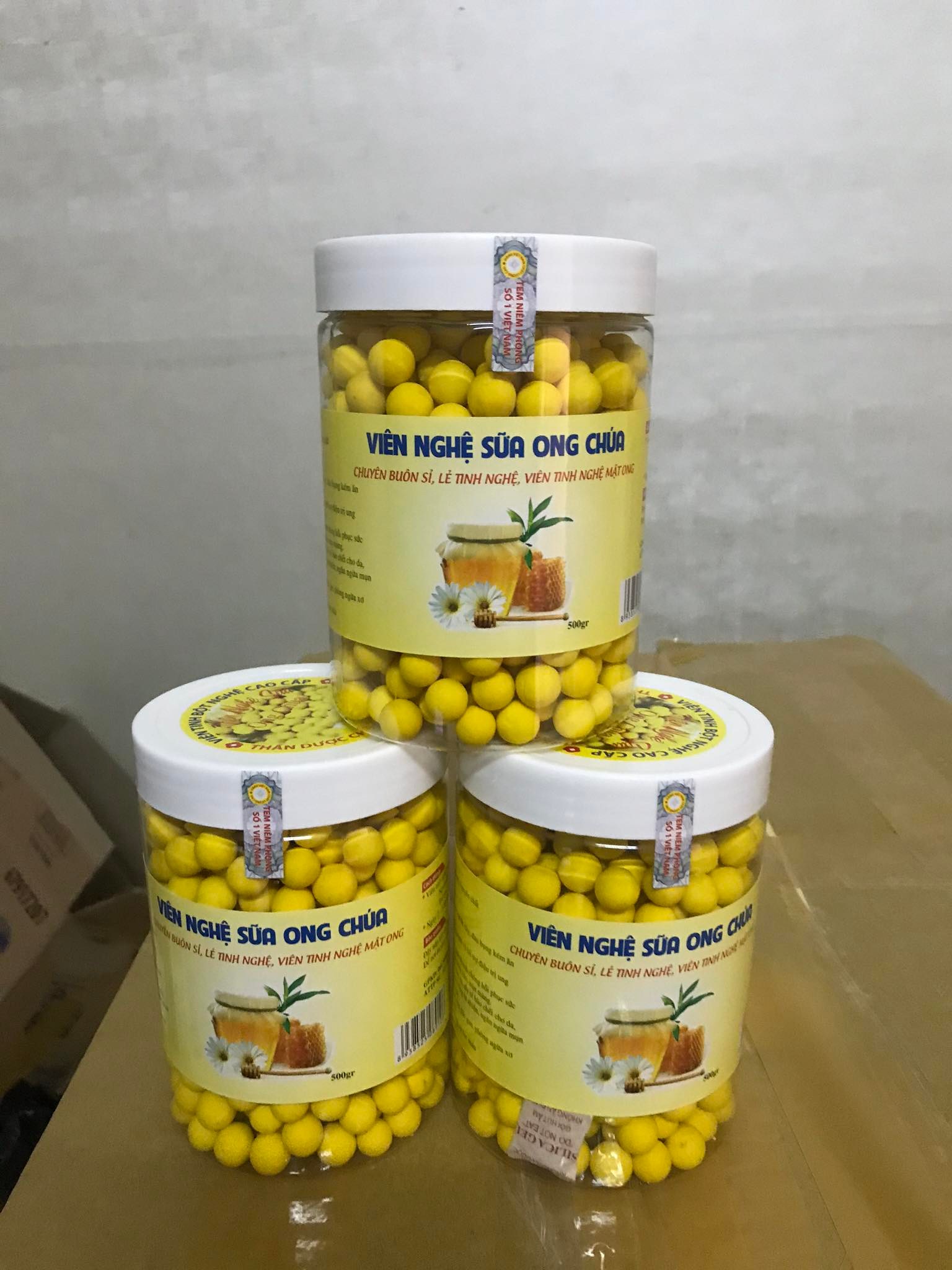 Viên nghệ sữa ong chúa phấn hoa ( hũ 500g )