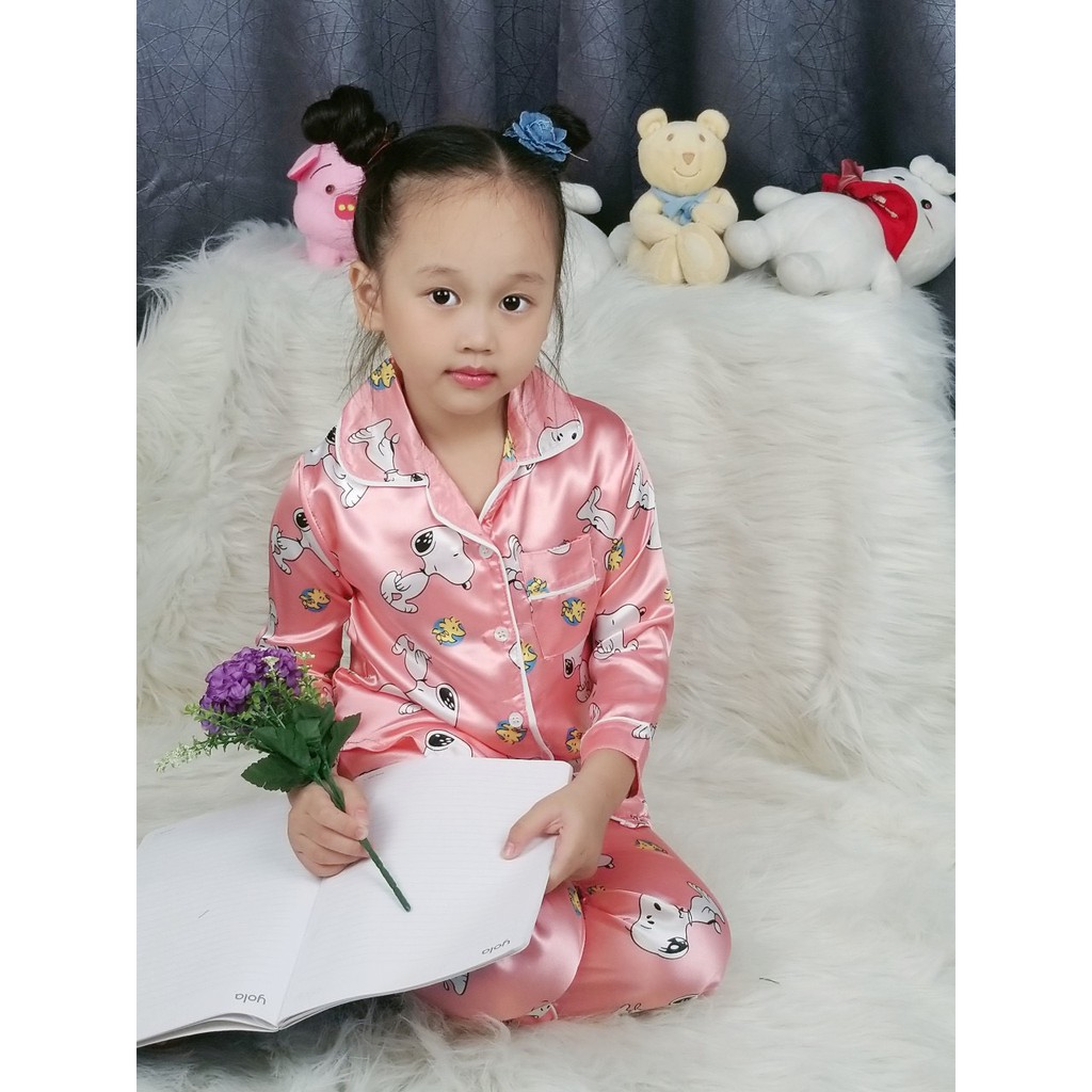 J341 bộ pijama phi lụa bé gái size đại 10-50kg