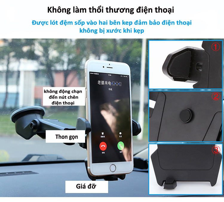 Giá đỡ điện thoại trên ô tô xoay 360, bám dính trên nhiều bề mặt mẫu 2