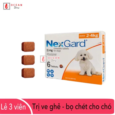 Thuốc diệt ve ghẻ, bọ chét trên chó - Combo 3 viên Nexgard cho chó 2-4kg (combo 3 tablets 2-4kg - No Box)
