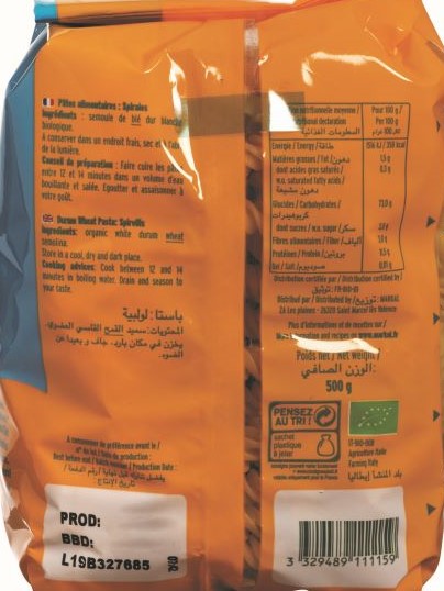 [Hoàn Tiền 15%]Mì xoắn trắng hữu cơ Markal 500g