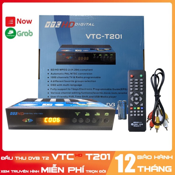 Đầu thu kỹ thuật số Hình ảnh HD . DVB T2 VTC-HD T201 xem truyền hình miễn phí trọn đời (hàng nhập khẩu)