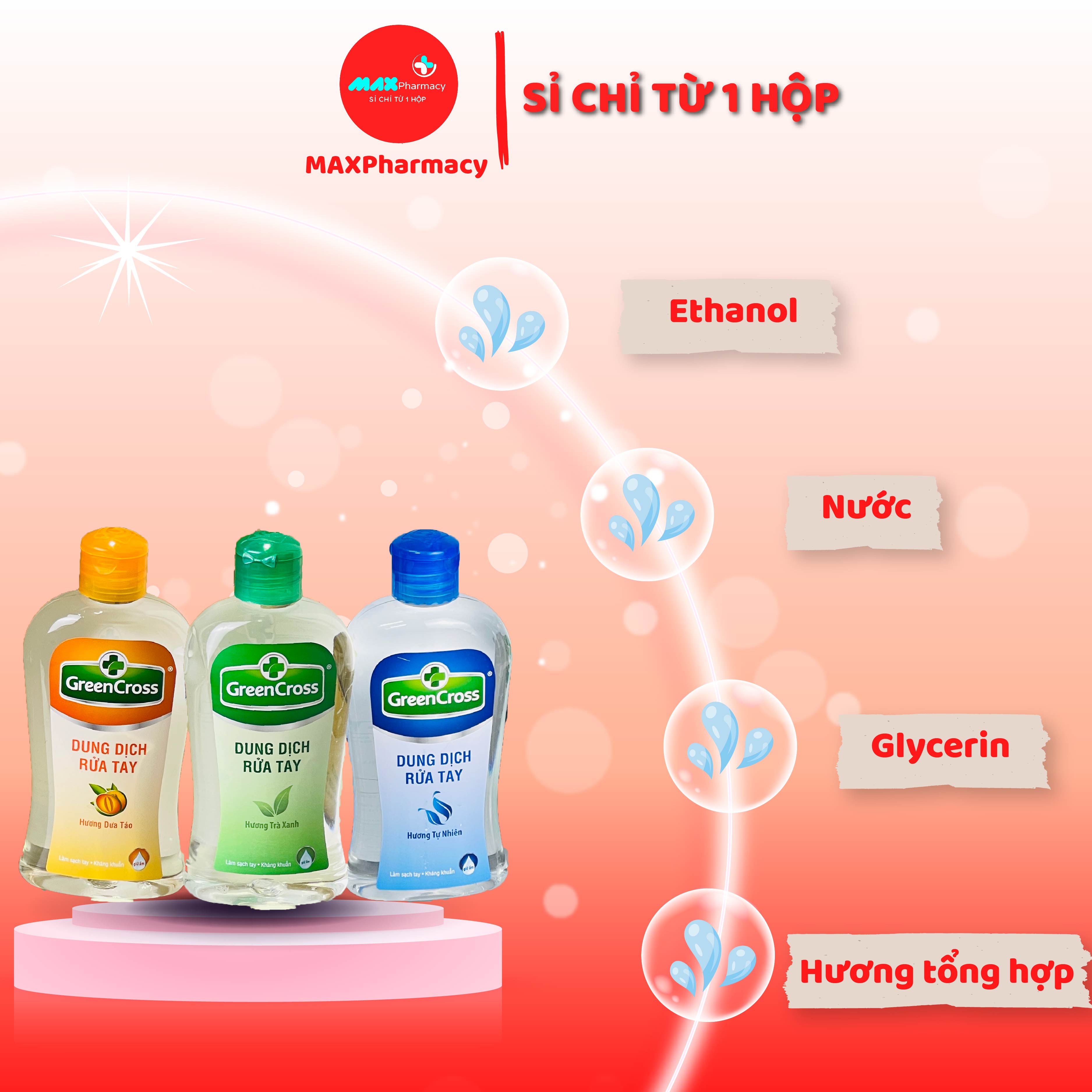 [HCM]Dung dịch Nước Rửa tay Green Cross (Rửa tay Greencross Nhiều mùi hương) 250ml - Maxpharmacy