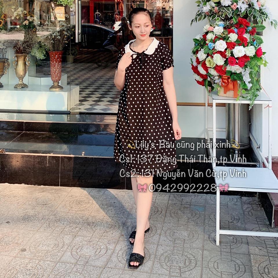 Váy bầu chấm bi cổ bèo mới