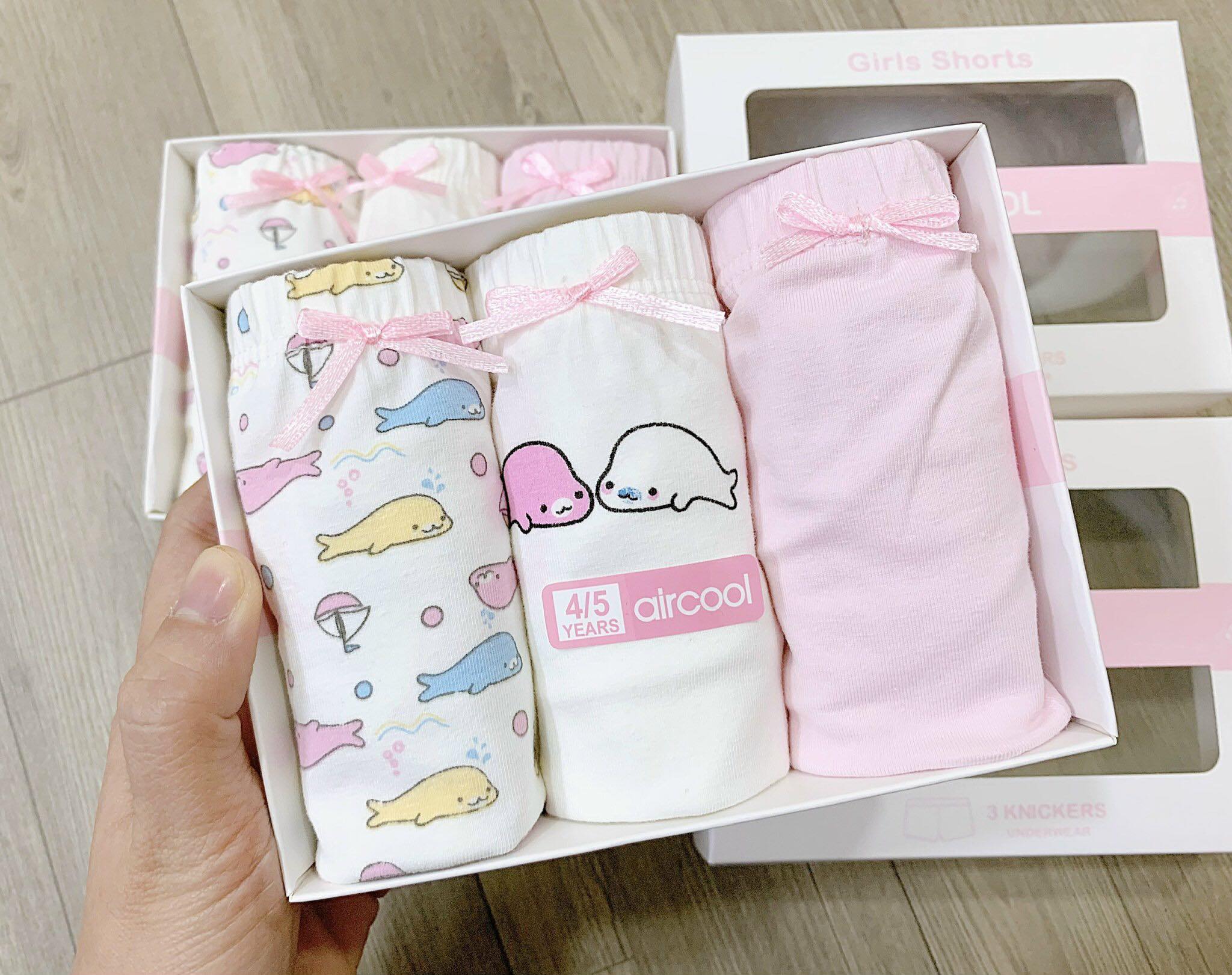 Set 3 quần chíp đùi cao cấp cho bé gái Aircool