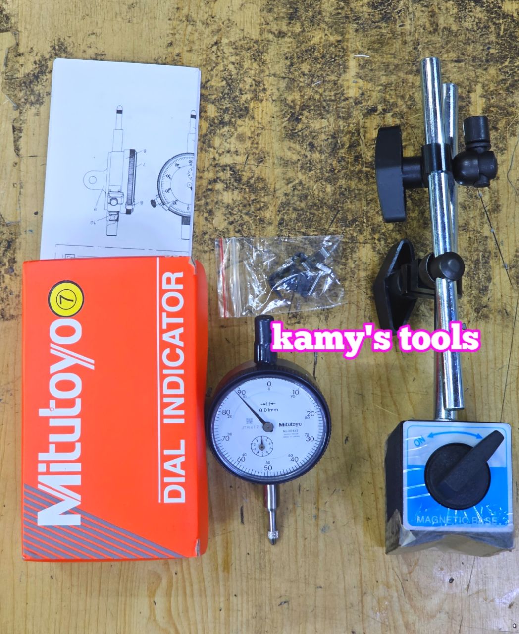 Combo đồng hồ so 0-10mm và đế từ