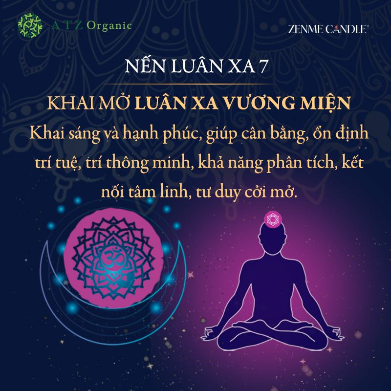 Nến luân xa 7- thư giãn, an thần, khai mở luân xa 7