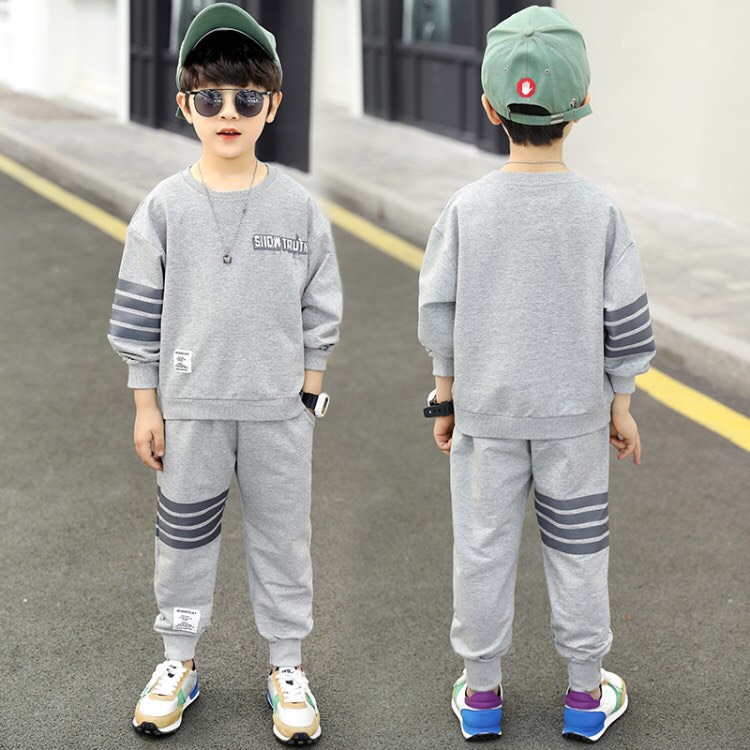 Bộ quần áo thu đông trẻ em 14-45kg (4-14 tuổi) mẫu " Snow Truth " phối kẻ sọc tay dành cho bé trai