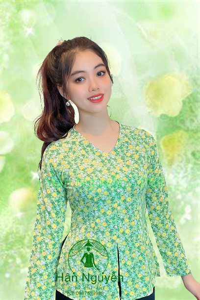(Áo Lẻ) ÁO BÀ BA LỤA HOA CỔ V