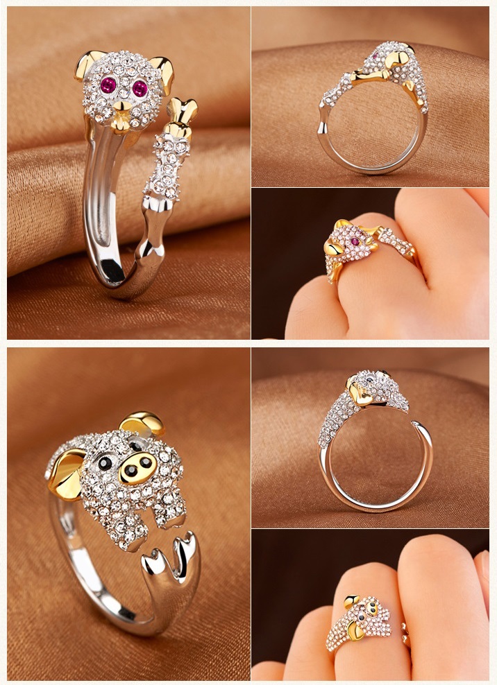 Nhẫn nữ 12 con giáp kim cương