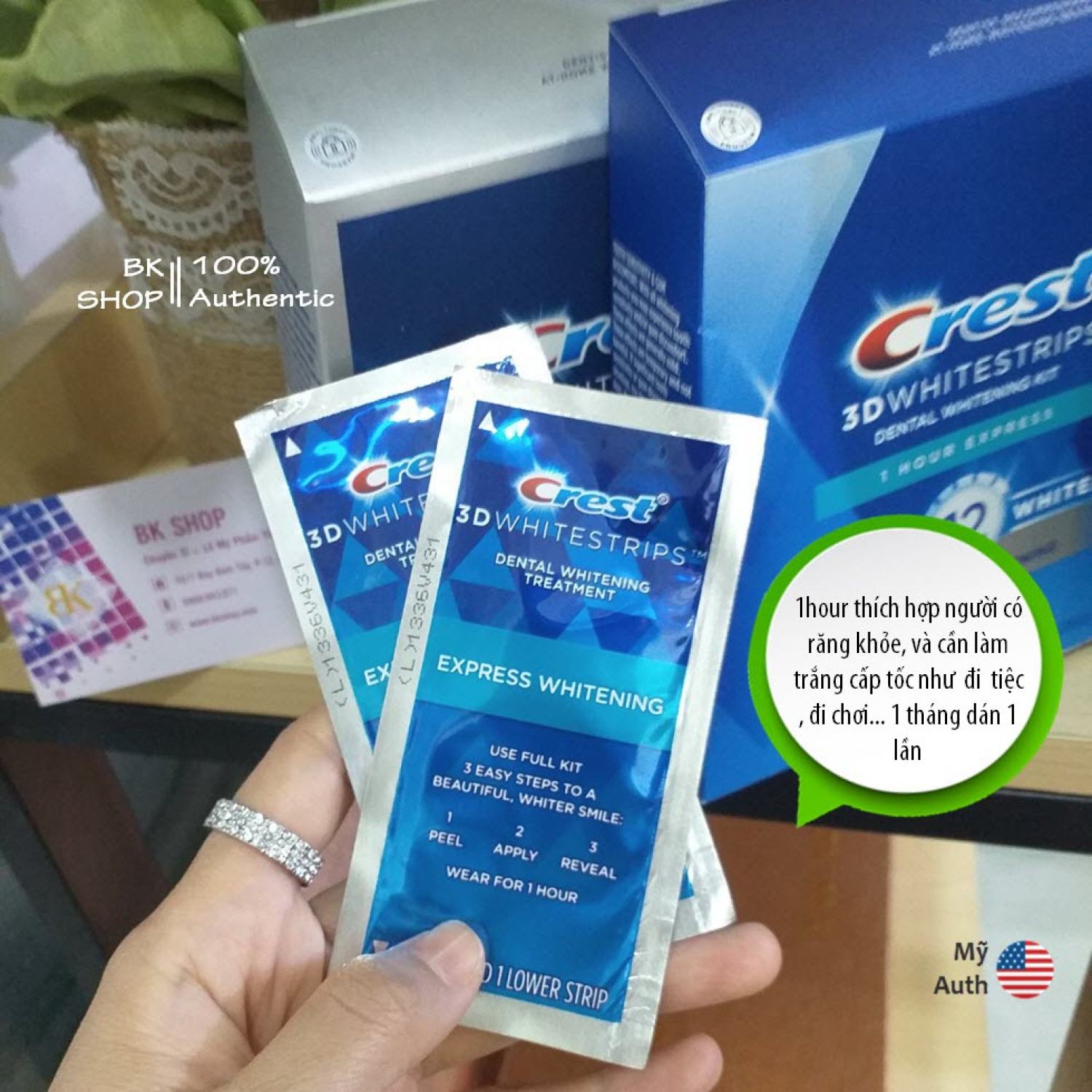 [Hàng Mỹ] 1 GÓI - Miếng dán trắng răng Crest 3D White - CHÍNH HÃNG