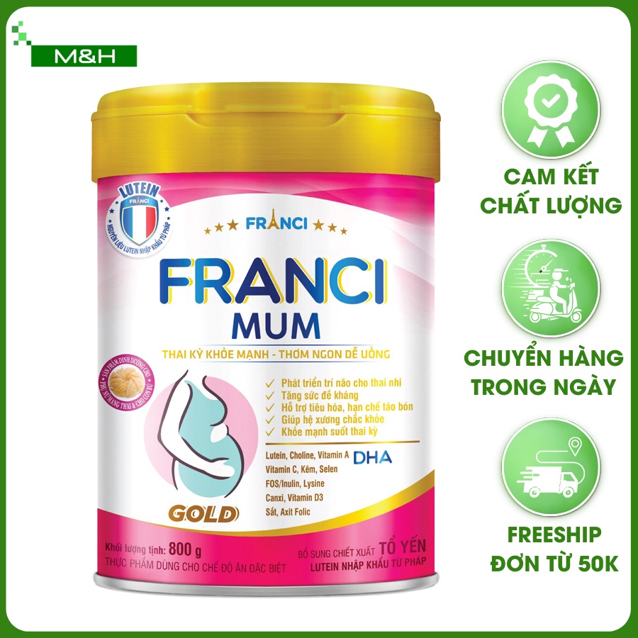 SỮA BÀ BẦU FRANCI MUM GOLD 800gr giai đoạn vàng trong bào thai