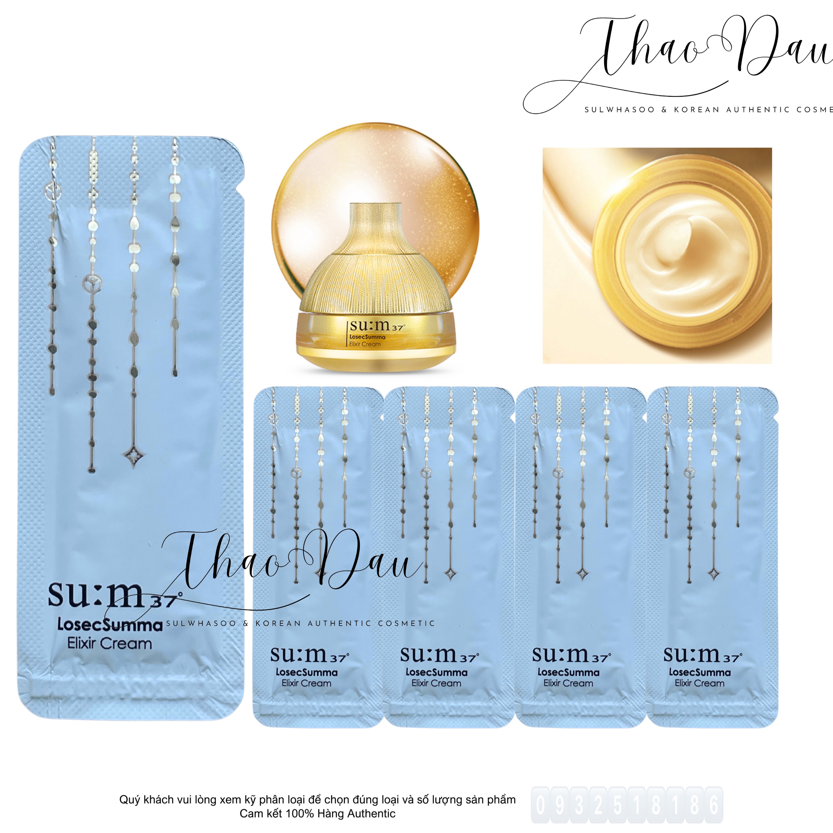 Gói Kem Dưỡng Mắt Su:M37 Losec Summa Elixir Eye Cream 1ml Kem mắt tái sinh làm giảm nhăn và sáng vùng mắt tloskorea cũ