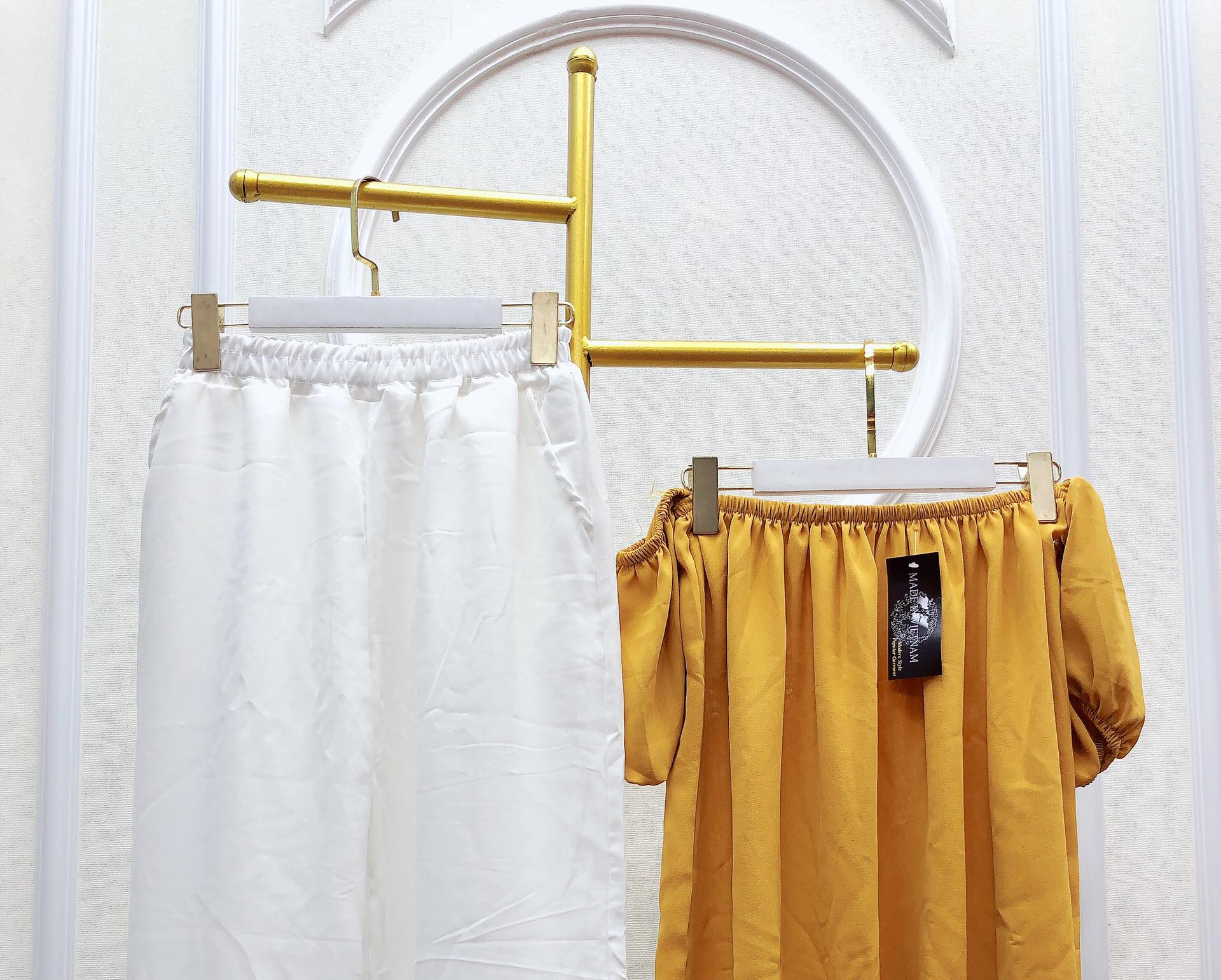 Set Bộ Đũi Trễ Vai Quần Dài [July Shop]