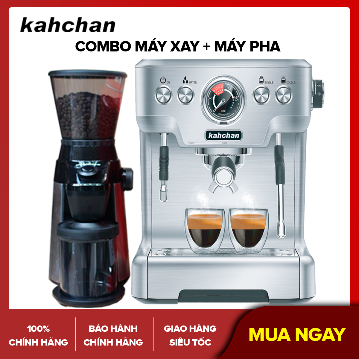[Trả góp 0%]combo máy pha cà phê espresso và máy xay cafe chuyên nghiệp