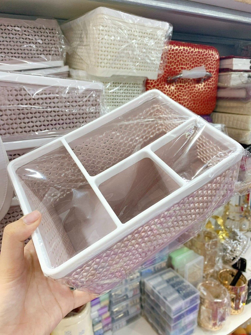 Hộp và rổ đựng dụng cụ làm nail nhựa dẻo abs chia 4 ngăn tiện lợi rộng rãi