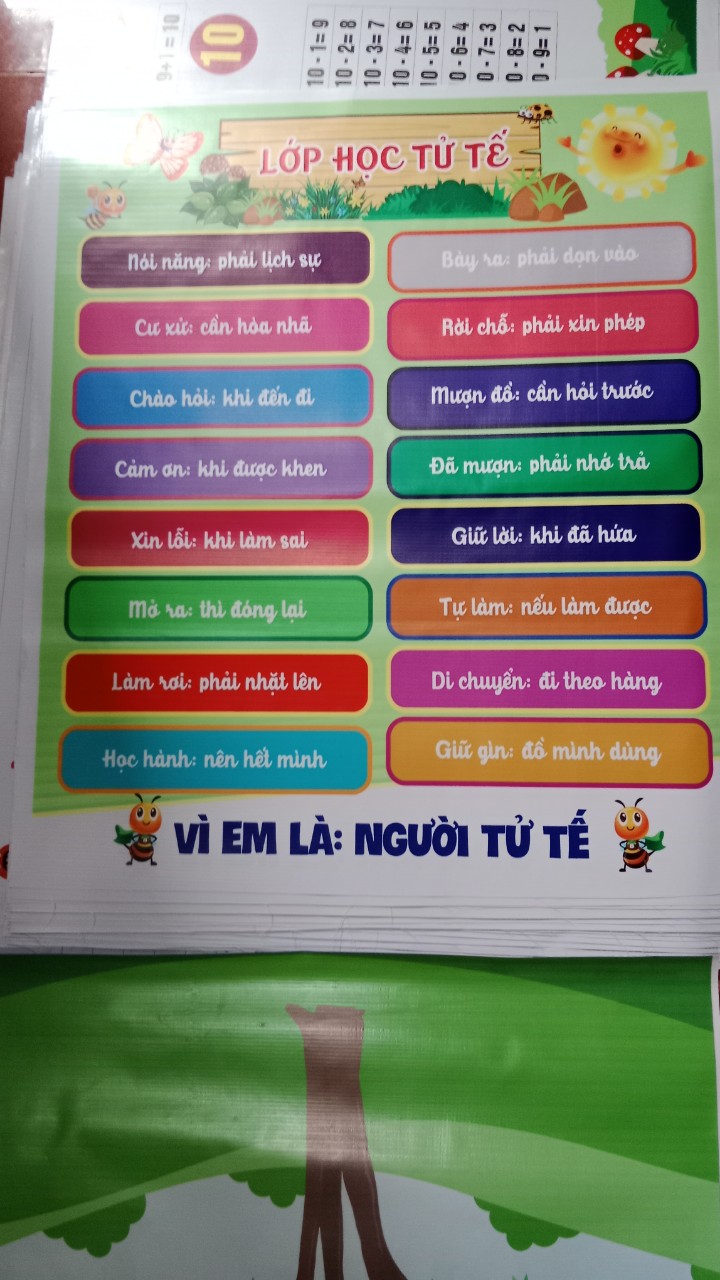 Bạt lụa "Lớp học tử tế". Kích thước A0, Nội quy lớp học.