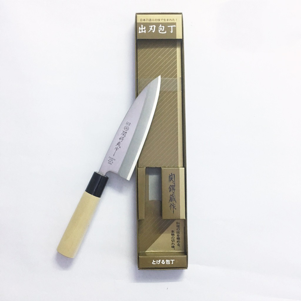 Dao bếp lưỡi dày Deba Tsubazo xuất xứ Nhật Bản lưỡi thép cacbon không gỉ, cán gỗ tự nhiên