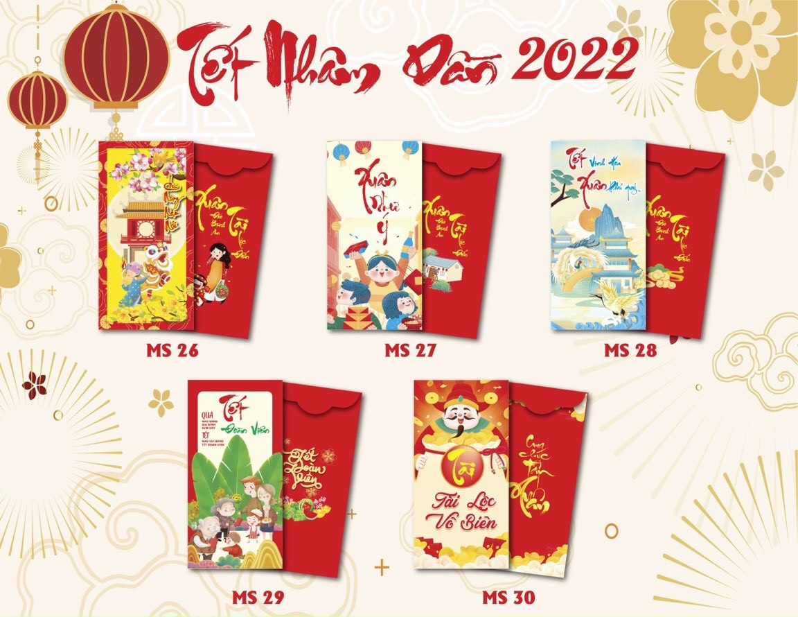 Combo 100 Bao lì xì truyền thống tết 2022