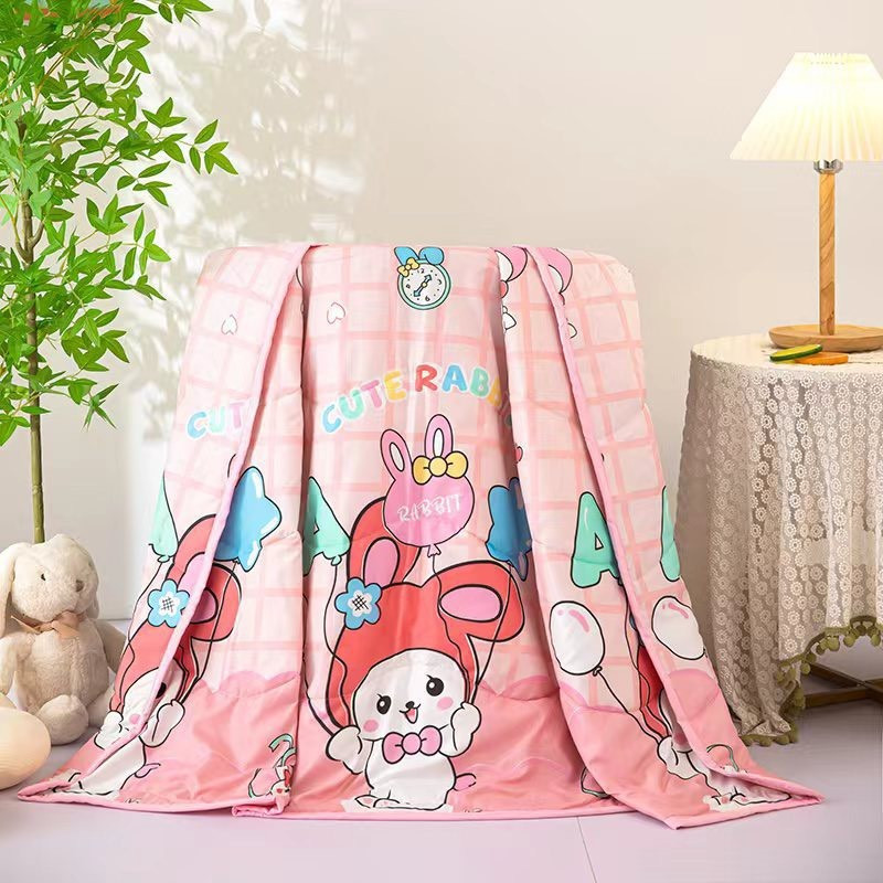 Mền chăn đũi gấu thỏ dâu hồng cho bé