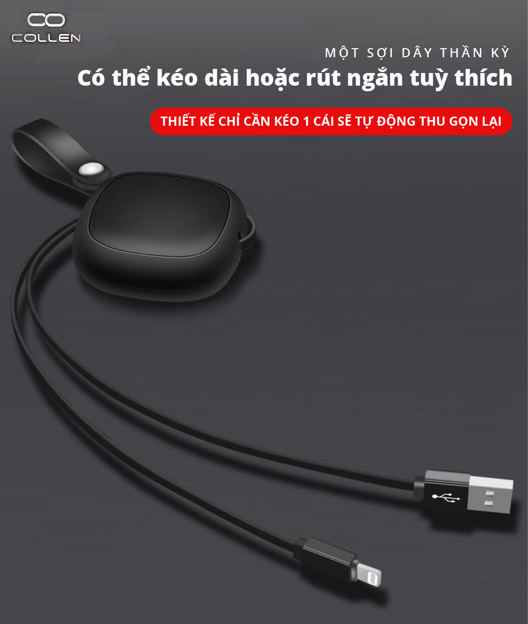 Cáp sạc iphone dạng rút gọn