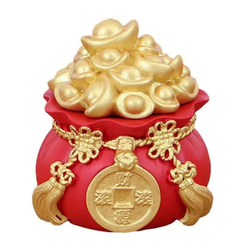 Hủ đựng gạo muối hình túi vàng 6x5.5cm - dt
