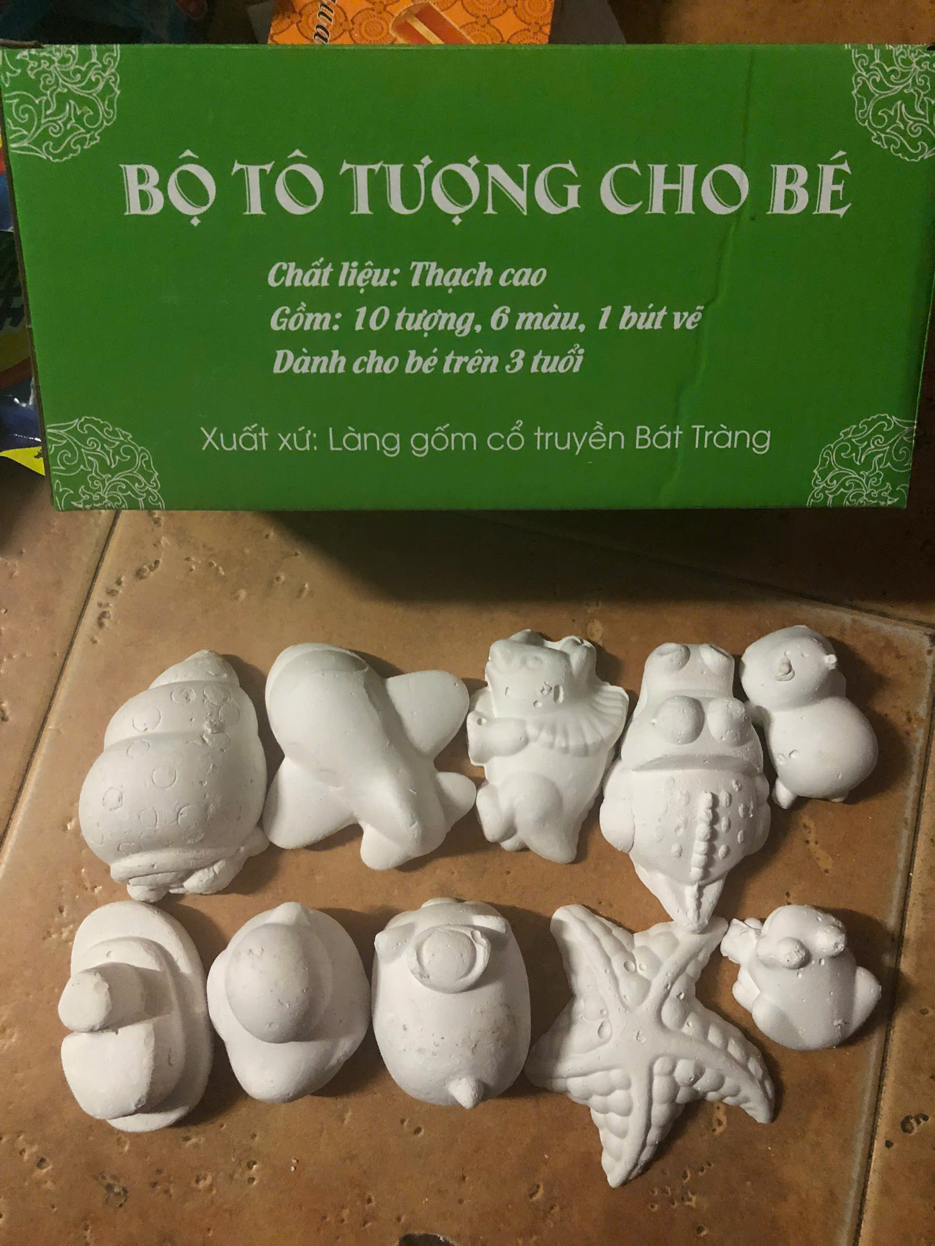 (TƯỢNG TO) Bộ tô tượng cho bé,(Gồm 10 tượng, bút và màu vẽ).TKVT4