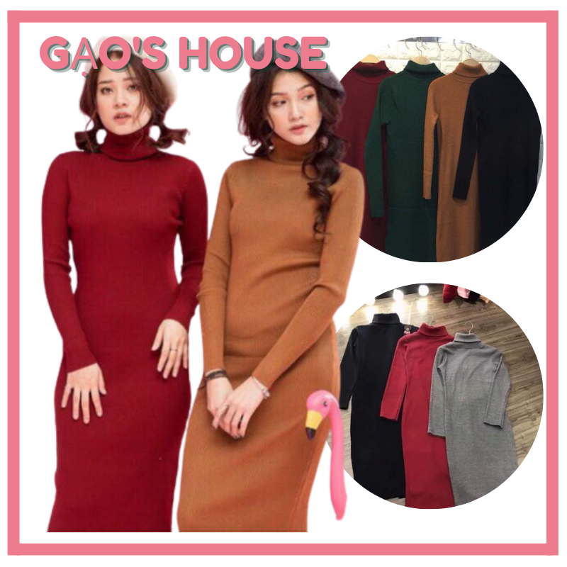 [HCM]VÁY BODY TAY DÀI  CỔ LỌ mys shop