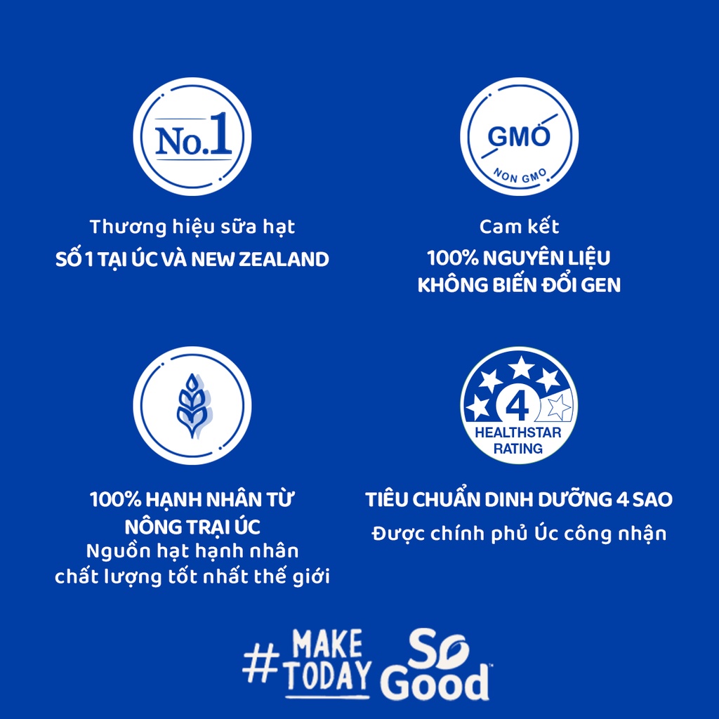 Sữa hạt hạnh nhân ít đường SO GOOD 1L - Happi
