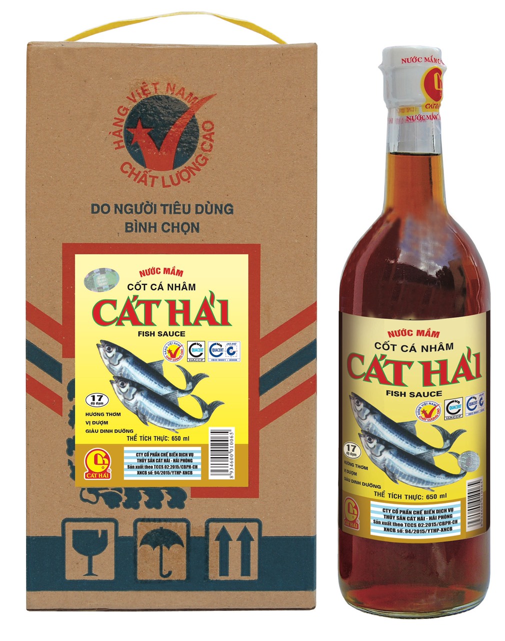 Nước Mắm Cát Hải Cốt Cá Nhâm Chai thuỷ tinh 650ml