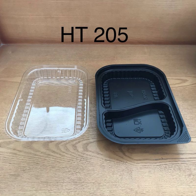 Set 50 Hộp nhựa đế đen đựng cơm 2 ngăn HT205