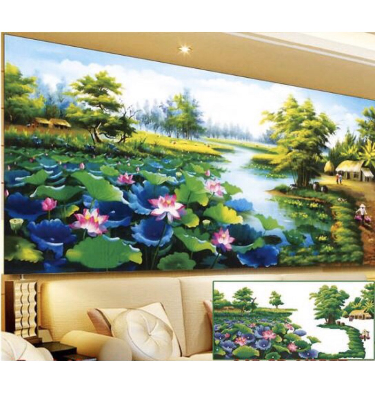 [HCM]Tranh đính đá Phong cảnh kt 120x65 cm