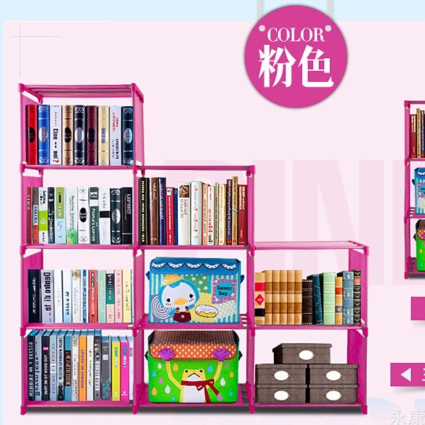 [HCM]Kệ sách 3 buồng 9 ngăn - Kệ sách 3 buồng 9 ô bằng vải khung thép dễ lắp ghép và tháo rời - Kệ để sách vớ đồ dùng học tập gọn gàng ngăn nắp dễ lắp đặt