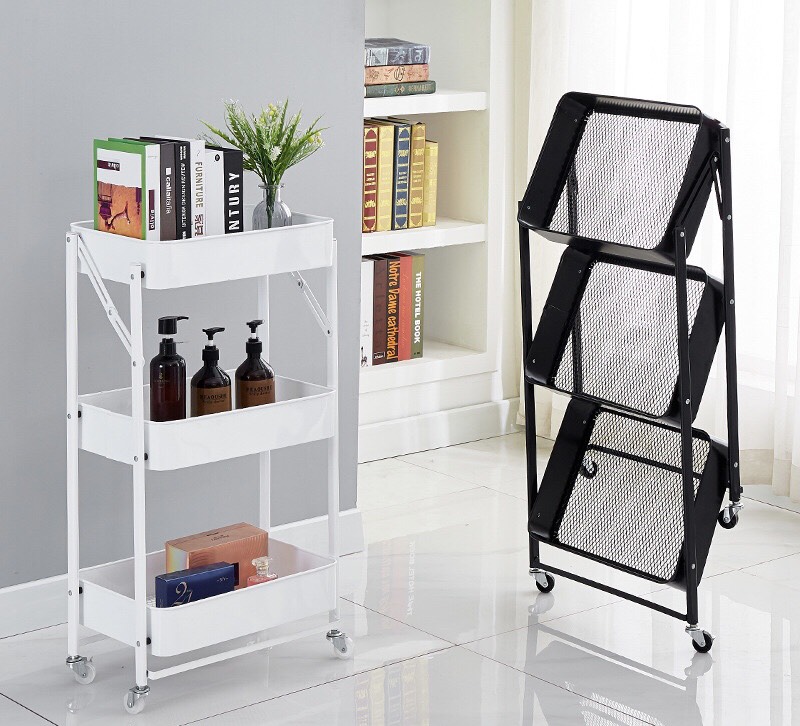 Kệ xe đẩy 3 Tầng Gấp Gọn có bánh xe
