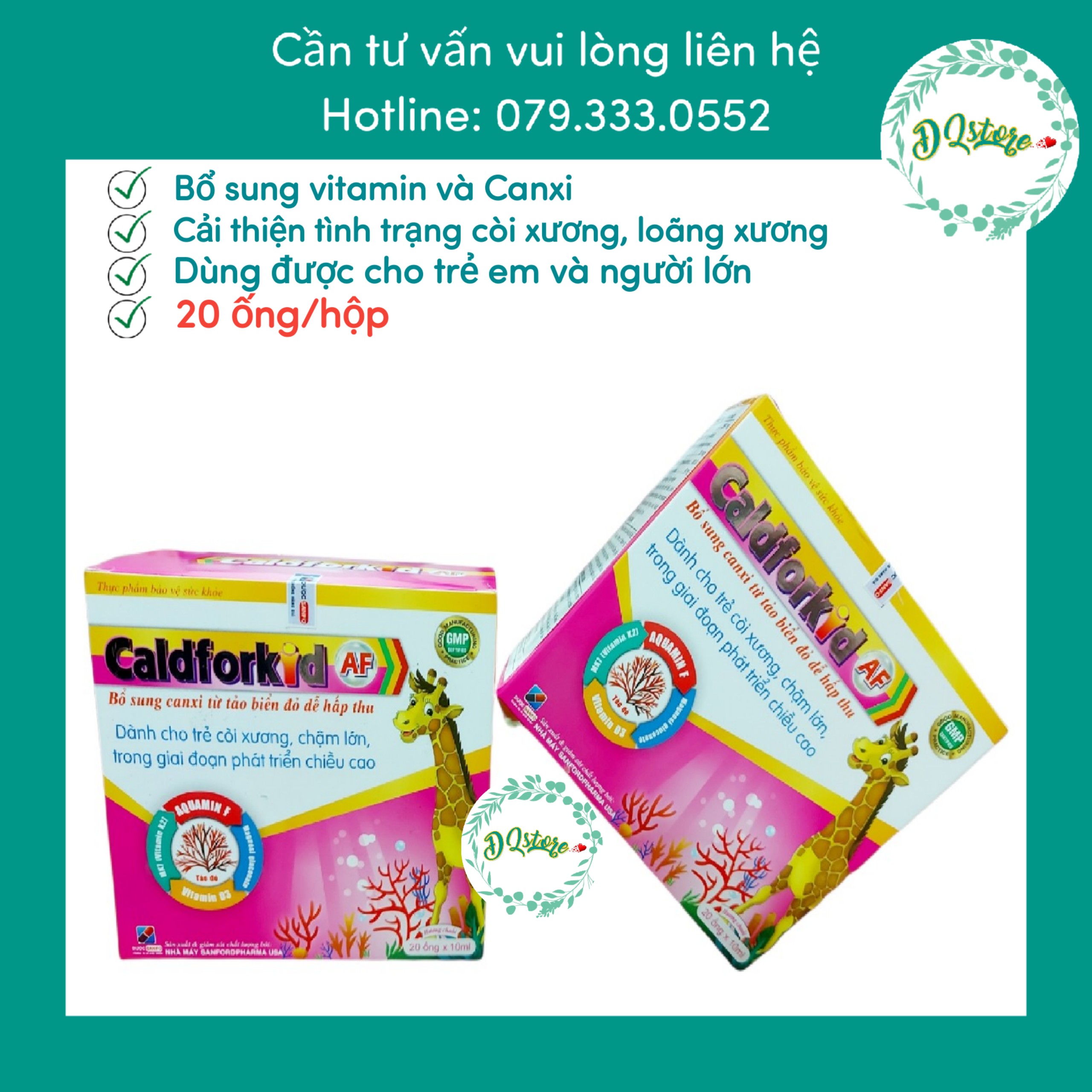 Caldforkid bổ sung Canxi hữu cơ cho trẻ - hộp 20 ống