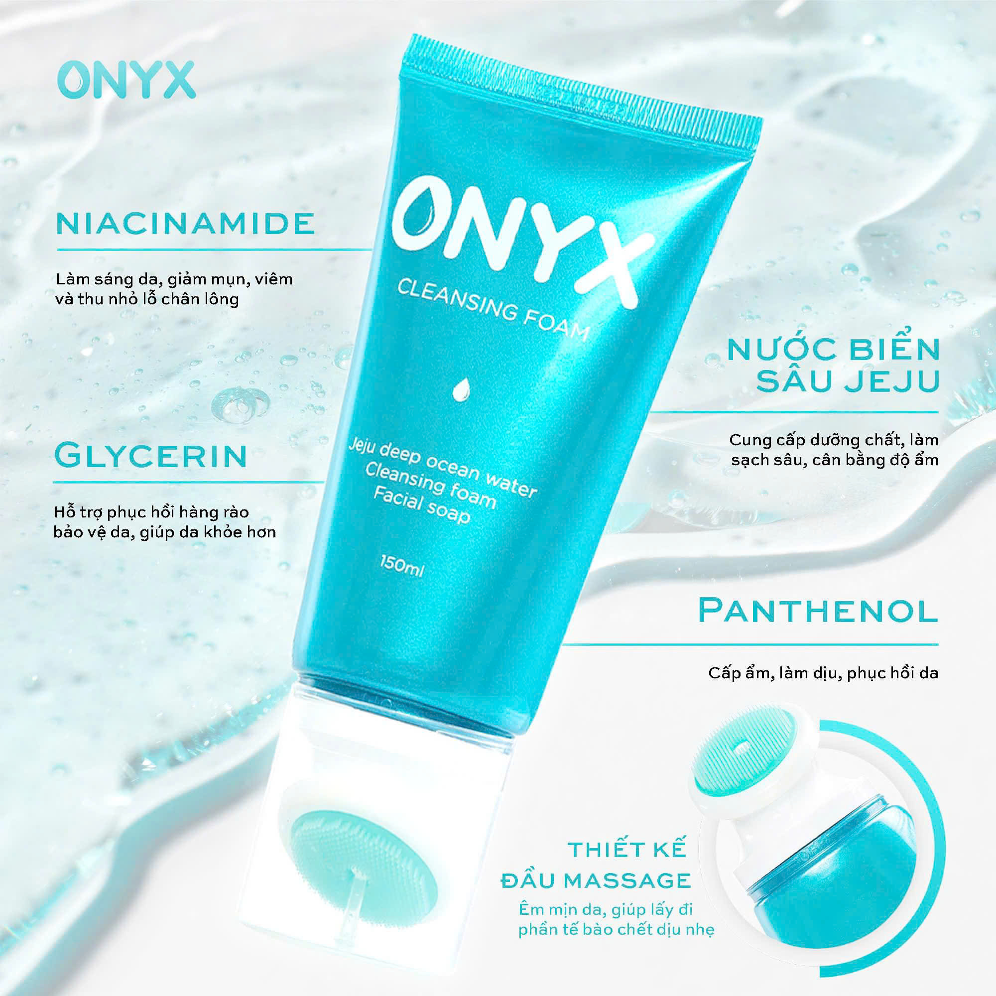 [HCM]SỮA RỮA MẶT KÈM ĐẦU MASSAGE LÀM SẠCH SÂU  ONYX